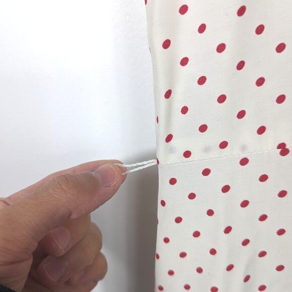 Vtg Stephanie Queller Dress Women's Sz 16 Large Cream Red Polka Dot Classic - Picture 6 of 8